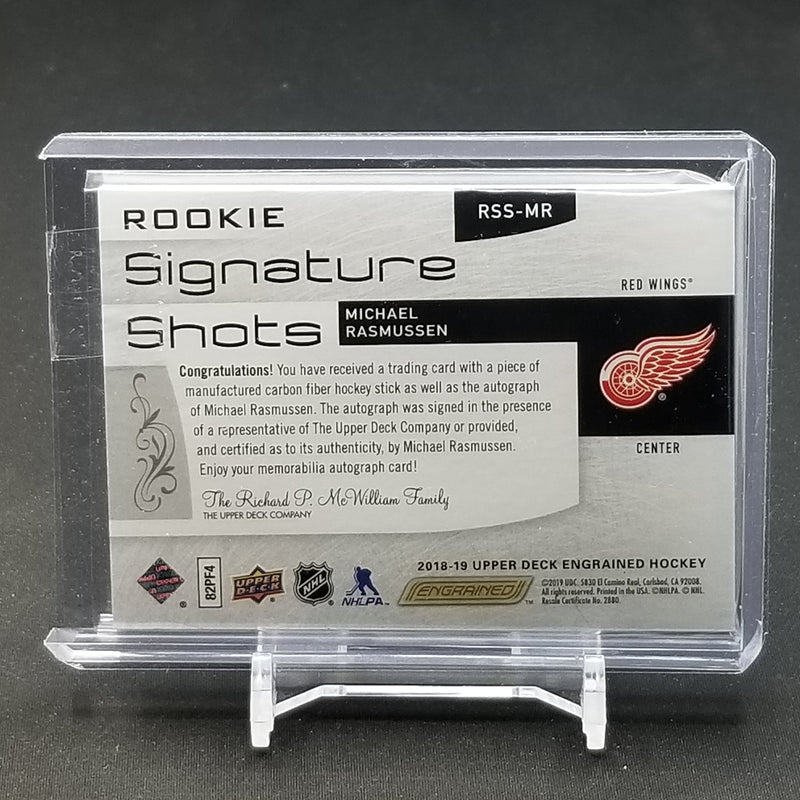 2018 UPPER DECK ENGRAINED - ROOKIE SIGNATURE SHOTS - M. RASMUSSEN - #RSS-MR - #'D/25 - RELIC - AUTOGRAPH - RC