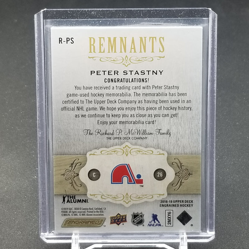 2018 UPPER DECK ENGRAINED - REMNANTS - P. STASTNY - #R-PS - #'D/100 - RELIC