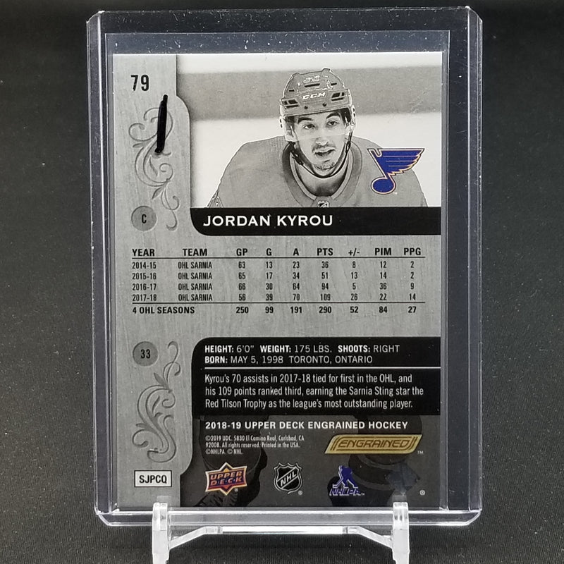 2018 UPPER DECK ENGRAINED - BLACK - J. KYROU - #79 - #'D/49 - RC