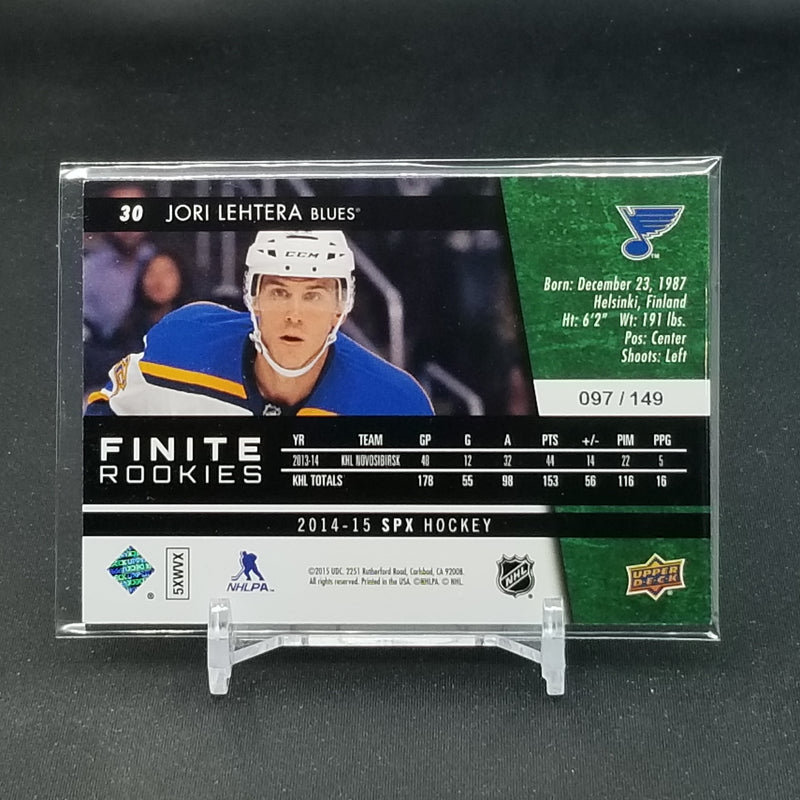 2014 UPPER DECK SPX - FINITE ROOKIES - J. LEHTERA - #30 - #'D/149 - RC