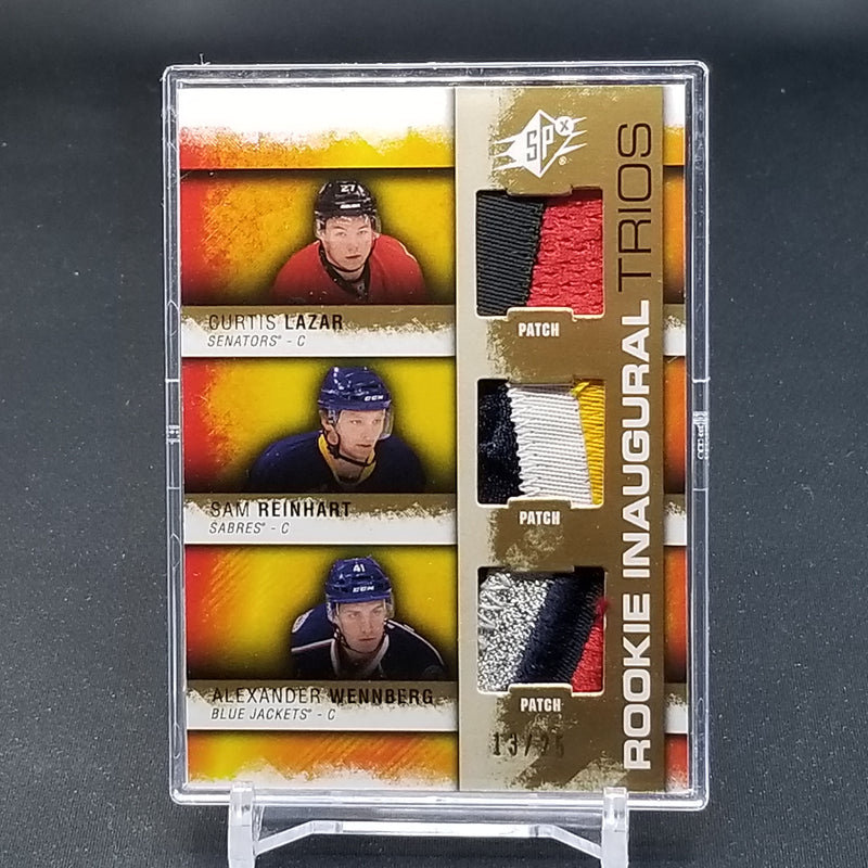 2014 UPPER DECK SPX - ROOKIE INAUGURAL TRIOS - C. LAZAR / S. REINHART / A. WENNBERG - #RPM3-LRW - #'D/25 - TRIPLE RELIC