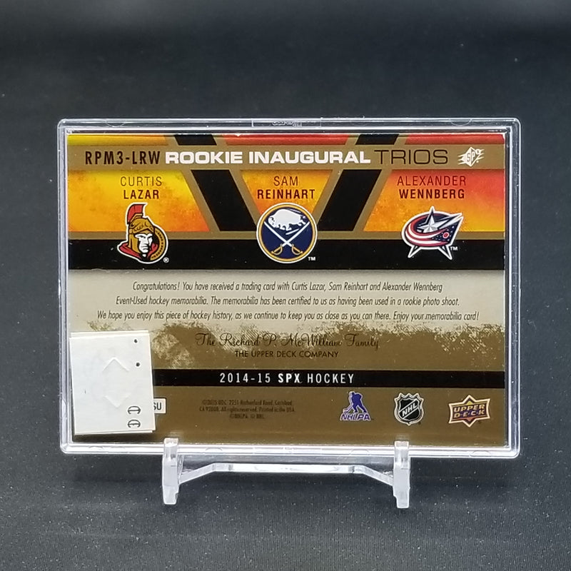2014 UPPER DECK SPX - ROOKIE INAUGURAL TRIOS - C. LAZAR / S. REINHART / A. WENNBERG - #RPM3-LRW - #'D/25 - TRIPLE RELIC