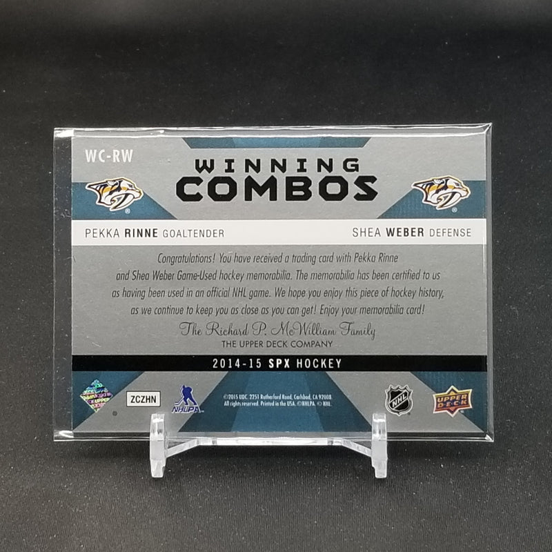 2014 UPPER DECK SPX - WINNING COMBOS - P. RINNE / S. WEBER -