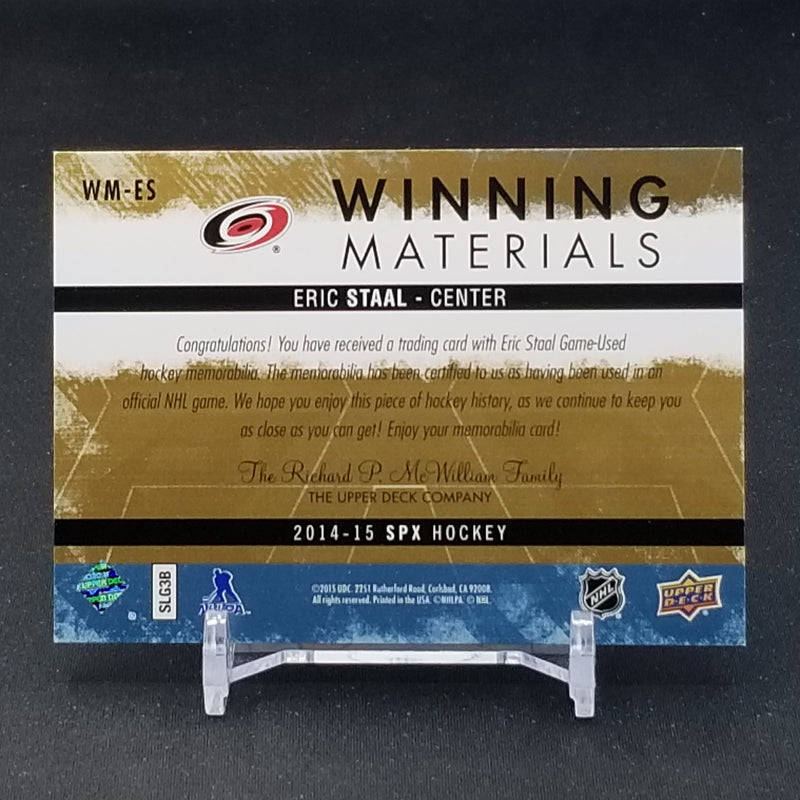 2014 UPPER DECK SPX - WINNING MATERIALS GOLD - E. STAAL - #WM-ES - #'D/10 - DUAL RELIC