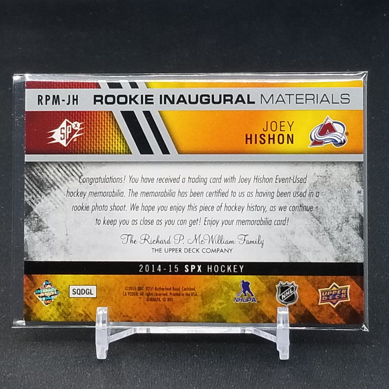 2014 UPPER DECK SPX - ROOKIE INAUGURAL MATERIALS - J. HISHON -