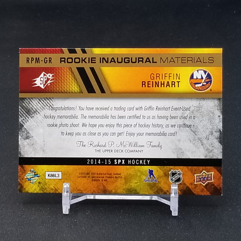 2014 UPPER DECK SPX - ROOKIE INAUGURAL MATERIALS - G. REINHART - #RPM-GR - #'D/99 - RELIC - RC