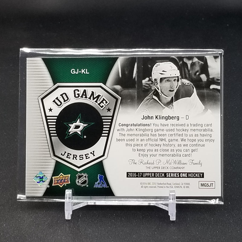 2016 UPPER DECK SERIES ONE - UD GAME JERSEY - J. KLINGBERG -