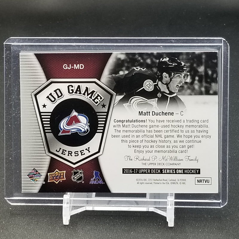 2016 UPPER DECK SERIES ONE - UD GAME JERSEY - M. DUCHENE -