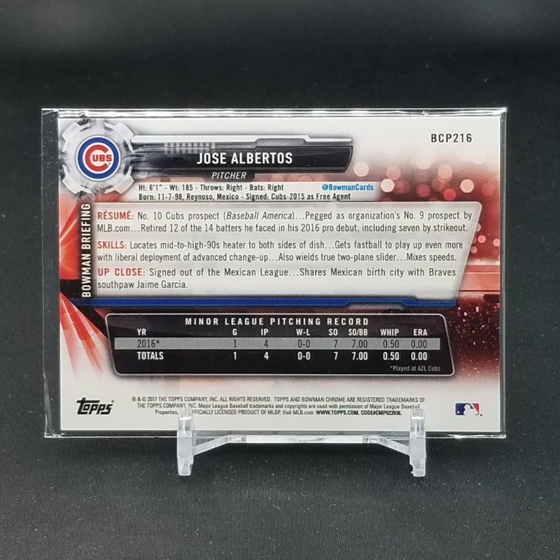 2017 TOPPS BOWMAN CHROME - 1ST BOWMAN - PURPLE SHIMMER - J. ALBERTOS -