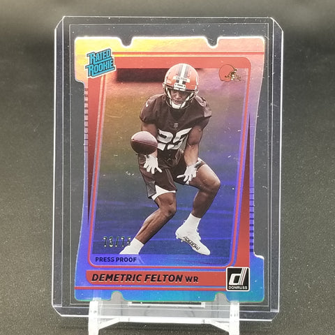 2021 PANINI DONRUSS - PRESS PROOF - SILVER HOLO DIE CUT - RATED ROOKIE - D. FELTON - #293 - #'D/75 - RC