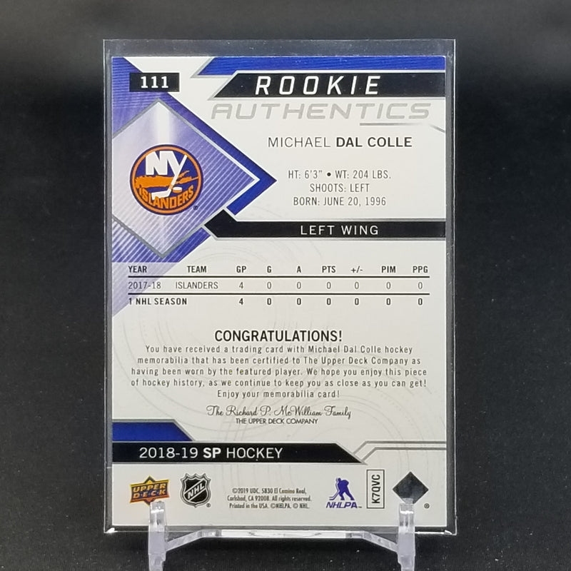 2018 UPPER DECK SP - ROOKIE AUTHENTICS - M. DAL COLLE -