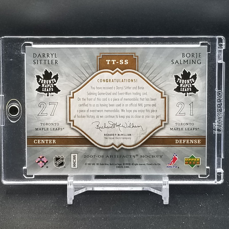 2007 UPPER DECK ARTIFACTS - TUNDRA TANDEMS - D. SITTLER / B. SALMING - #TT-SS - #'D/125 - DUAL RELIC