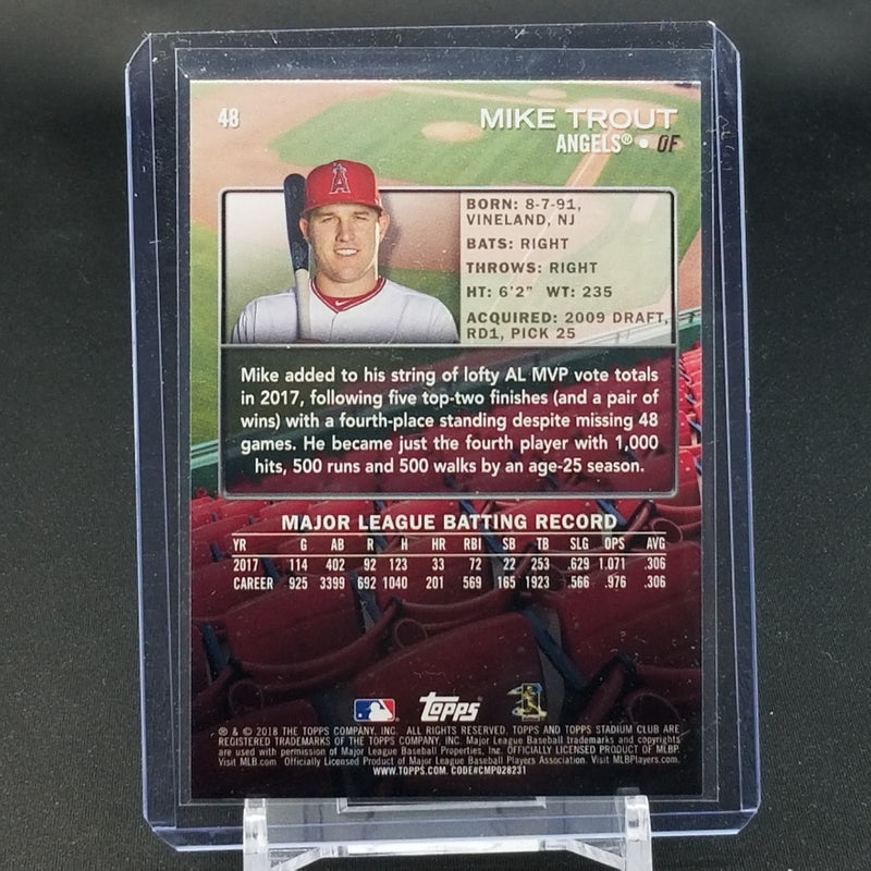 2018 TOPPS STADIUM CLUB - RED PARALLEL - M. TROUT -