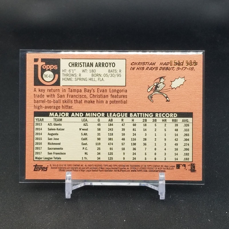 2018 TOPPS HERITAGE HIGH NUMBER - CHROME - C. ARROYO - #THC-613 - #'D/999