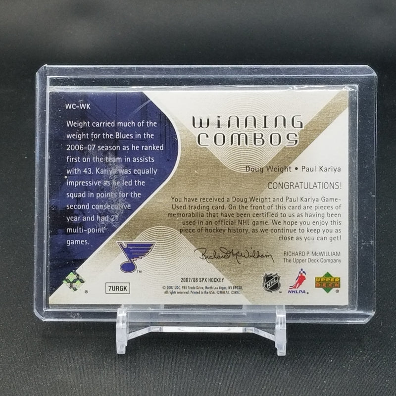 2007 UPPER DECK SPX - WINNING COMBOS - D. WEIGHT/ P. KARIYA -