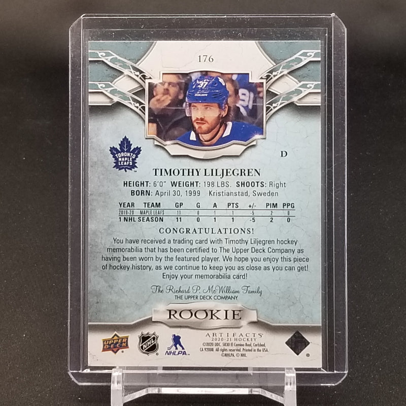 2020 UPPER DECK ARTIFACTS - ROOKIE - T. LILJEGREN - #176 - #'D/199 - DUAL RELIC