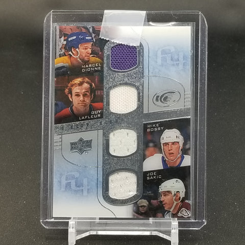 2015 UPPER DECK ICE - FROZEN FOURSOMES - M. DIONNE / G. LAFLEUR / M. BOSSY / J. SAKIC - #F4-HOF2 - QUAD RELIC
