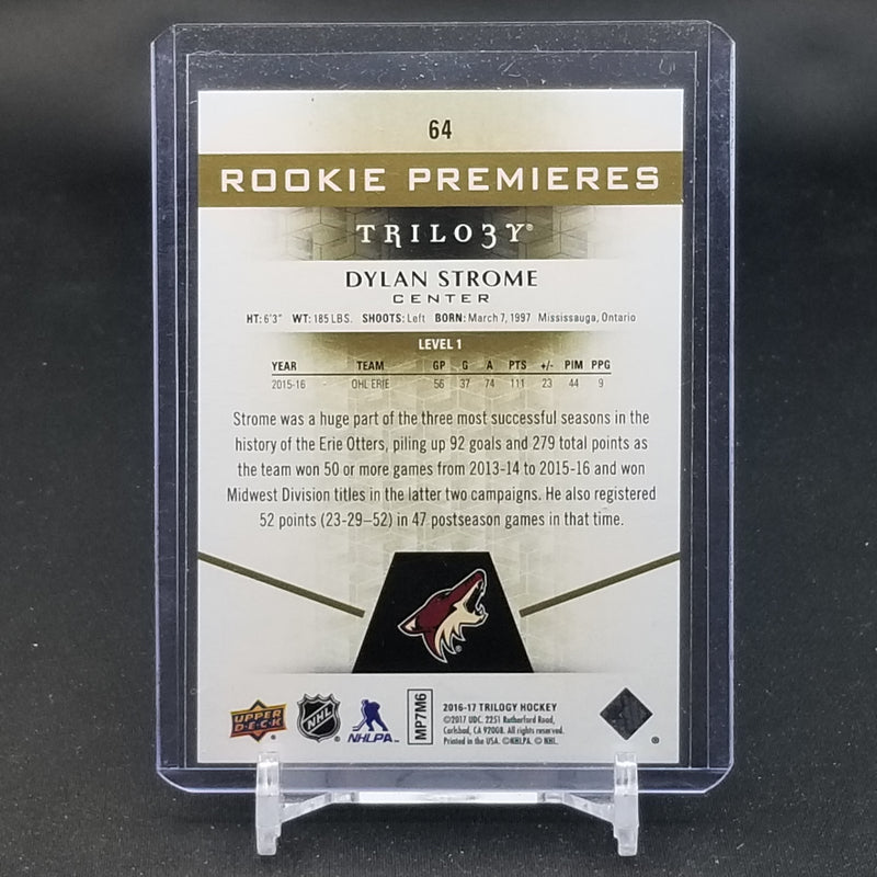 2016 UPPER DECK TRILOGY - ROOKIE PREMIERES - D. STROME - #64 - #'D/999 - RC