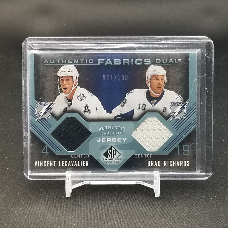 2008 UPPER DECK SP GAME USED - AUTHENTIC FABRICS DUAL - V. LECAVALIER / B. RICHARDS - #AF2-VB - #'D/100 - DUAL RELIC