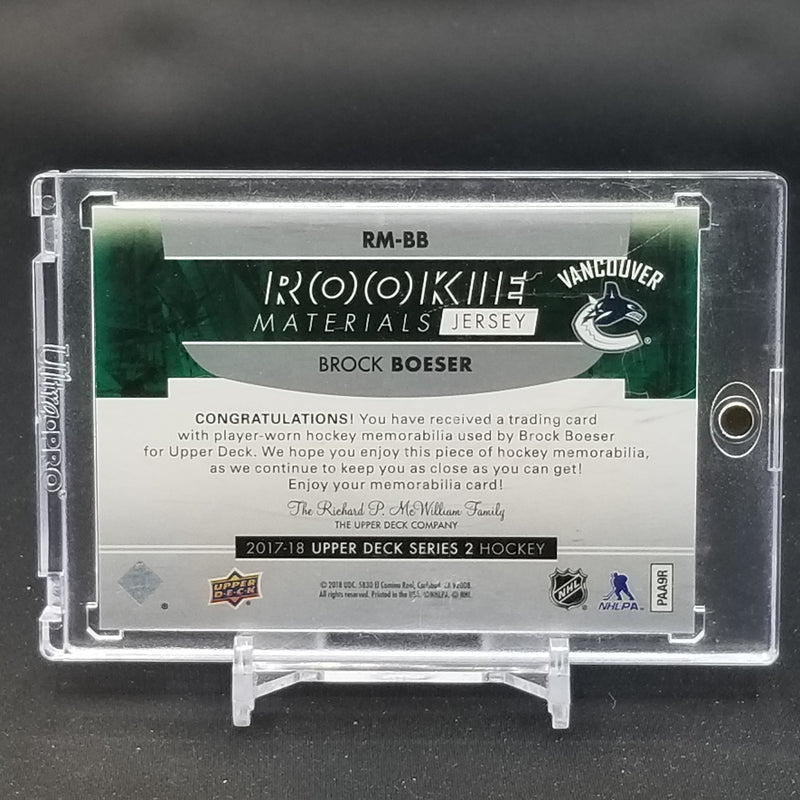 2017 UPPER DECK SERIES TWO - ROOKIE MATERIALS JERSEY - B. BOESER -