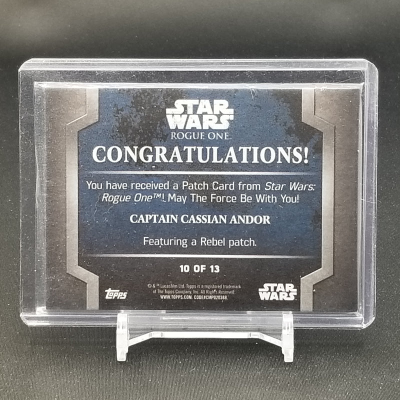 2016 TOPPS STAR WARS ROGUE ONE - COMMEMORATIVE PATCH - CAPTAIN CASSIAN ANDOR -