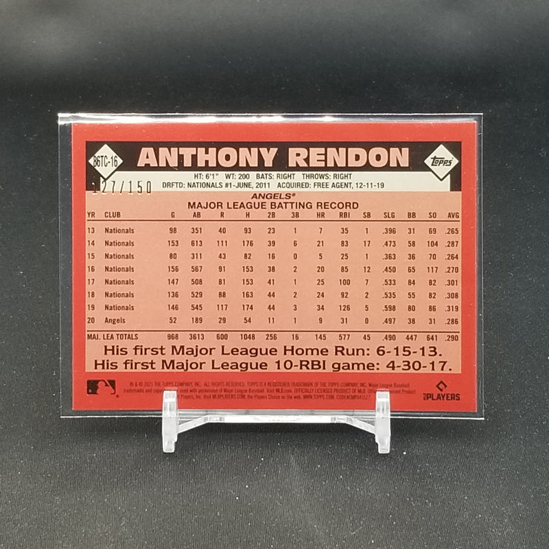 2021 TOPPS CHROME - 35TH ANNIVERSARY - BLUE MOJO REFRACTOR - A. RENDON - #86TC-16 - #'D/150