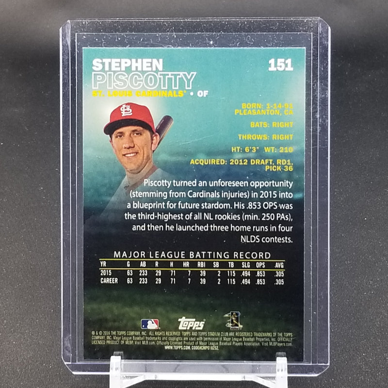 2016 TOPPS STADIUM CLUB - S. PISCOTTY -