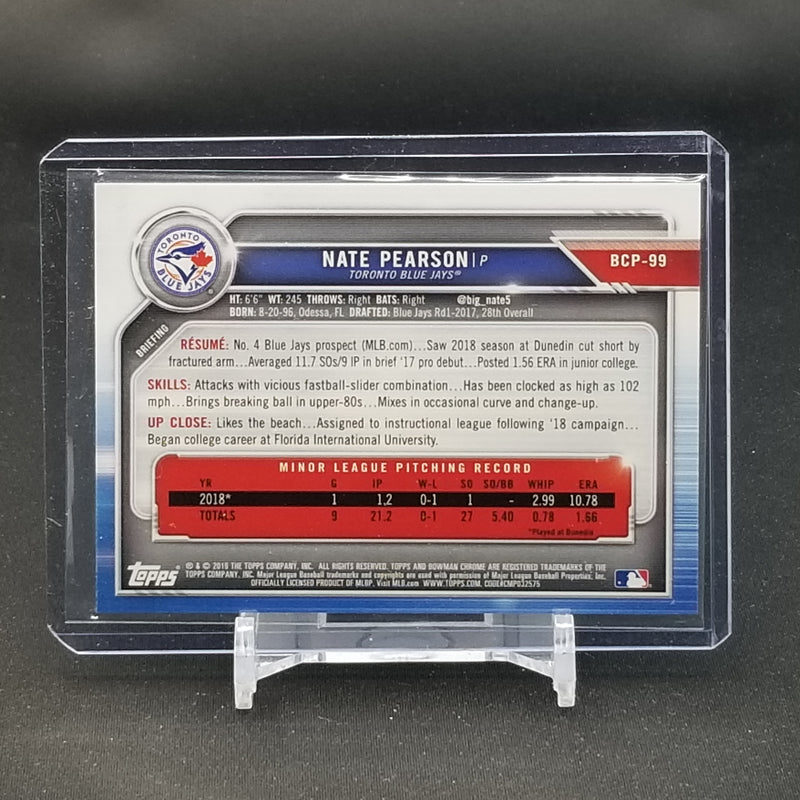 2019 TOPPS BOWMAN CHROME - SPECKLE REFRACTOR - N. PEARSON -