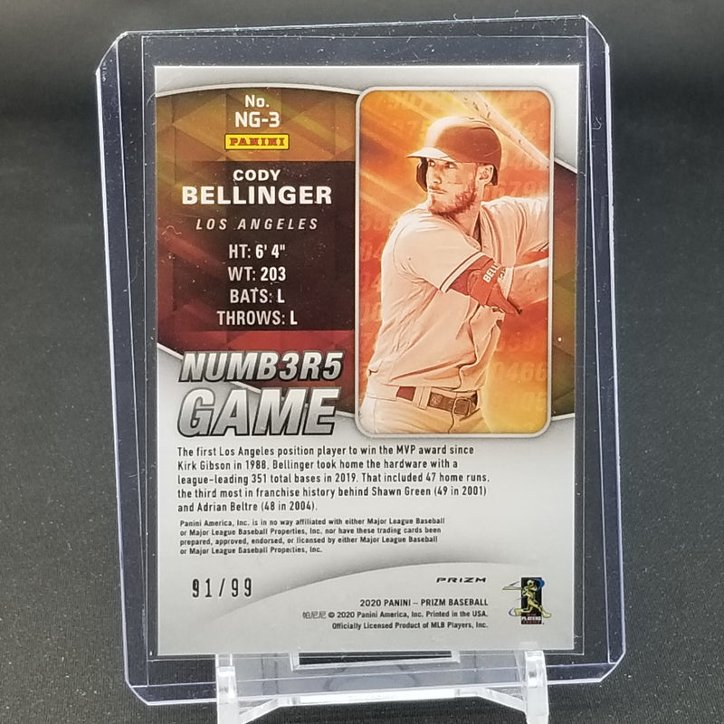 2020 PANINI PRIZM - RED WAVE PRIZM - NUMB3R5 GAME - C. BELLINGER - #NG-3 - #'D/99