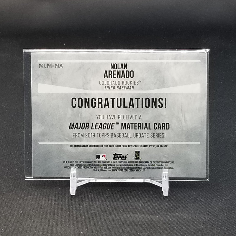 2019 TOPPS UPDATE SERIES - MAJOR LEAGUE MATERIAL - N. ARENADO -