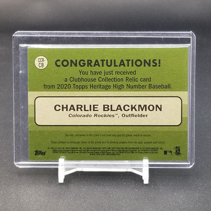 2020 TOPPS HERITAGE - BLACK - CLUBHOUSE COLLECTION - C. BLACKMON -