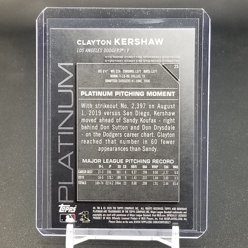 2020 TOPPS BOWMAN PLATINUM - ICE - C. KERSHAW -