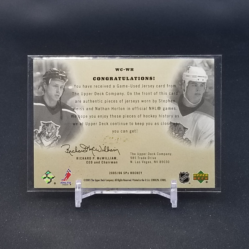 2005 UPPER DECK SPX - WINNING COMBOS - S. WEISS / N. HORTON - #WC-WH - #'D/99 - DUAL RELIC