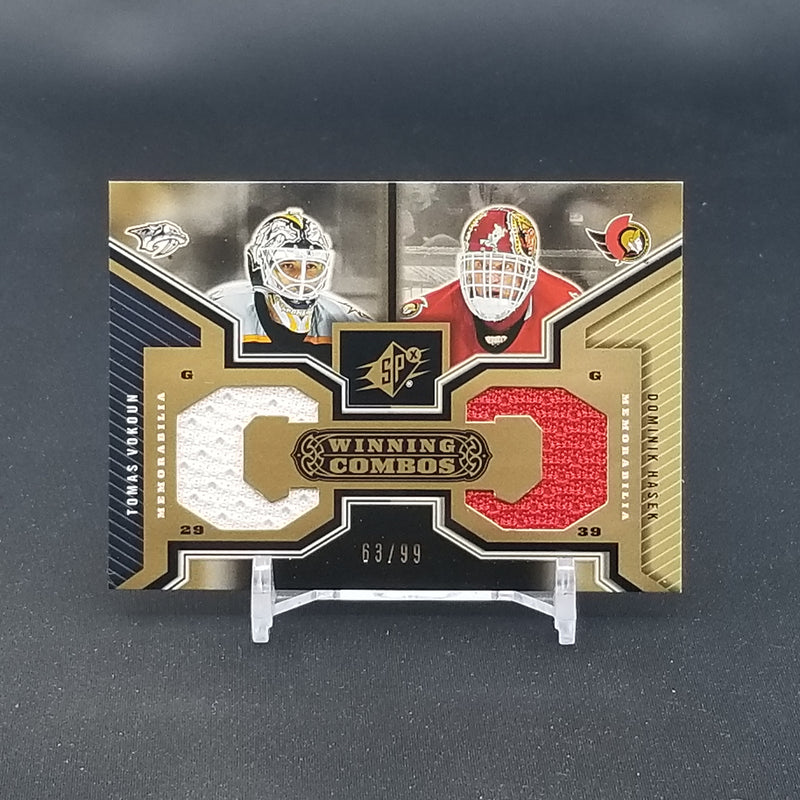 2005 UPPER DECK SPX - WINNING COMBOS - T. VOKOUN / D. HASEK - #WC-VH - #'D/99 - DUAL RELIC