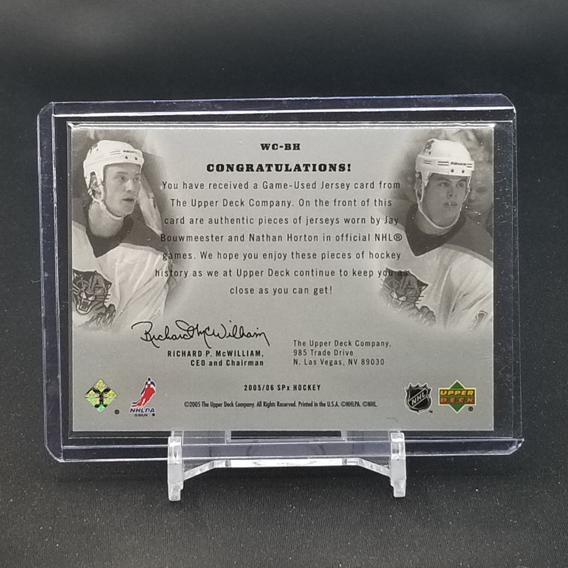 2005 UPPER DECK SPX - WINNING COMBOS - J. BOUWMEESTER / N. HORTON - #WC-BH - #'D/350 - DUAL RELIC