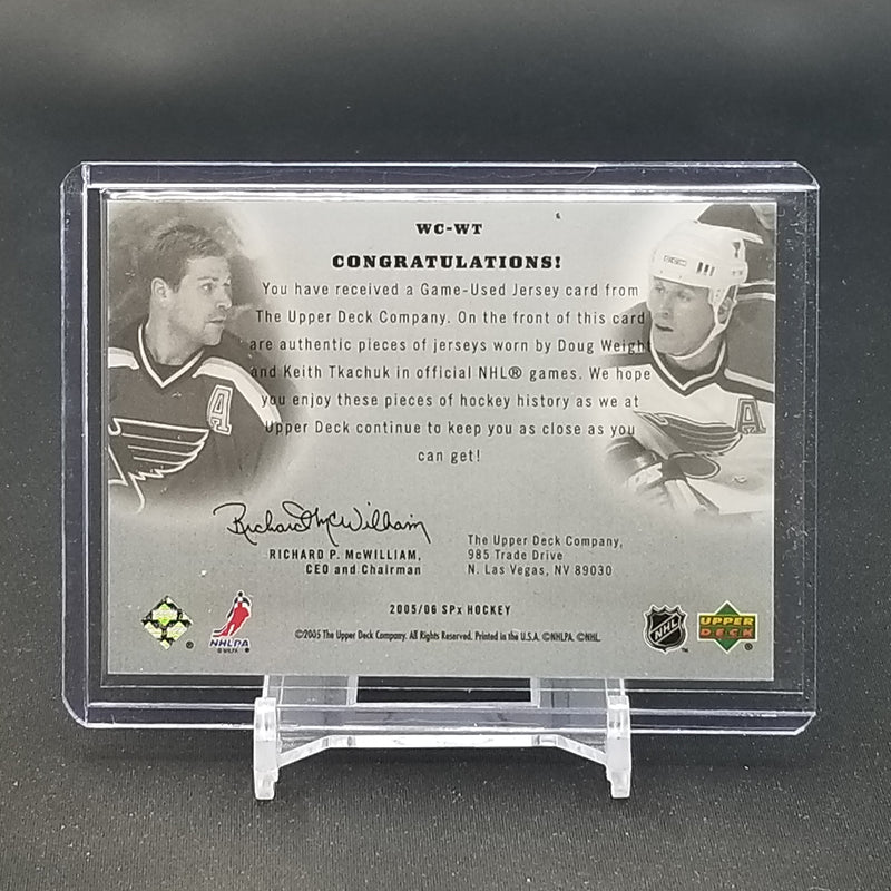 2005 UPPER DECK SPX - WINNING COMBOS - D. WEIGHT / K. TKACHUK - #WC-WT - #'D/350 - DUAL RELIC