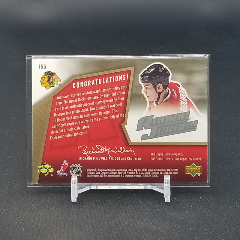 2005 UPPER DECK SPX - ROOKIE JERSEY - R. BOURQUE - #155 - #'D/1499 - RELIC - AUTOGRAPH - RC
