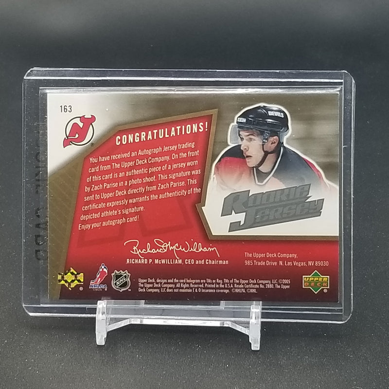 2005 UPPER DECK SPX - ROOKIE JERSEY - Z. PARISE - #163 - #'D/1499 - RELIC - AUTOGRAPH - RC