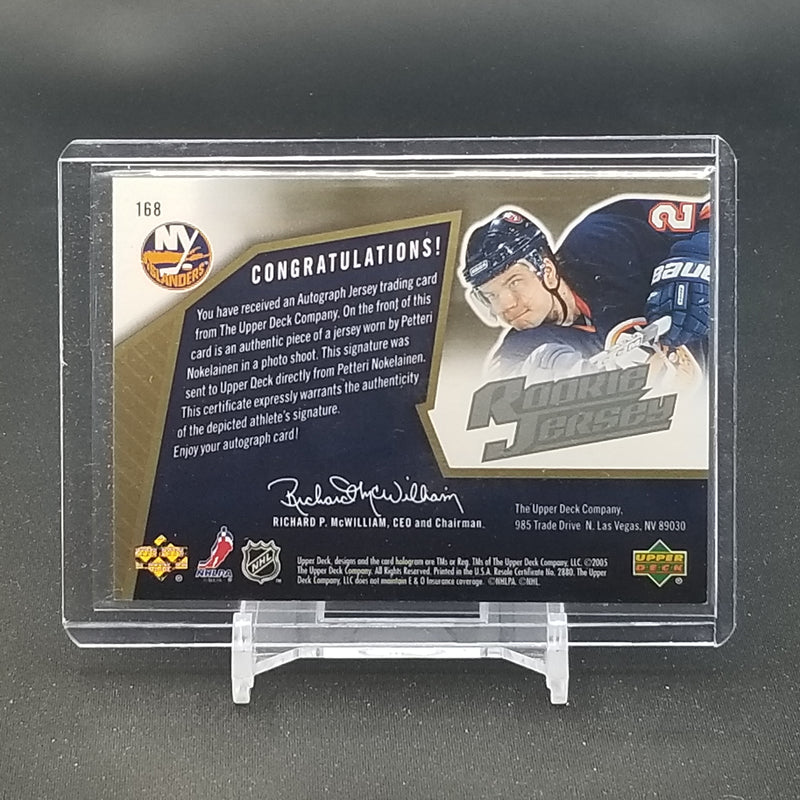 2005 UPPER DECK SPX - ROOKIE JERSEY - P. NOKELAINEN - #168 - #'D/1499 - RELIC - AUTOGRAPH - RC