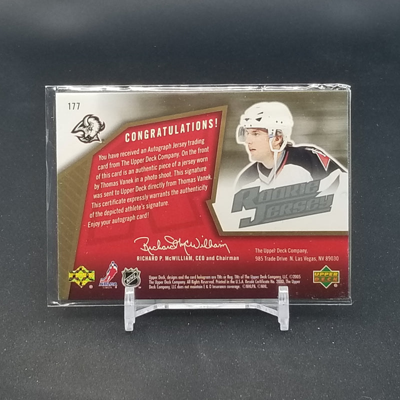 2005 UPPER DECK SPX - ROOKIE JERSEY - T. VANEK - #177 - #'D/1499 - RELIC - AUTOGRAPH - RC