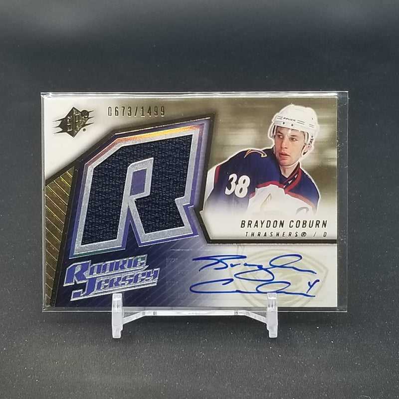 2005 UPPER DECK SPX - ROOKIE JERSEY - B. COBURN - #181 - #'D/1499 - RELIC - AUTOGRAPH - RC