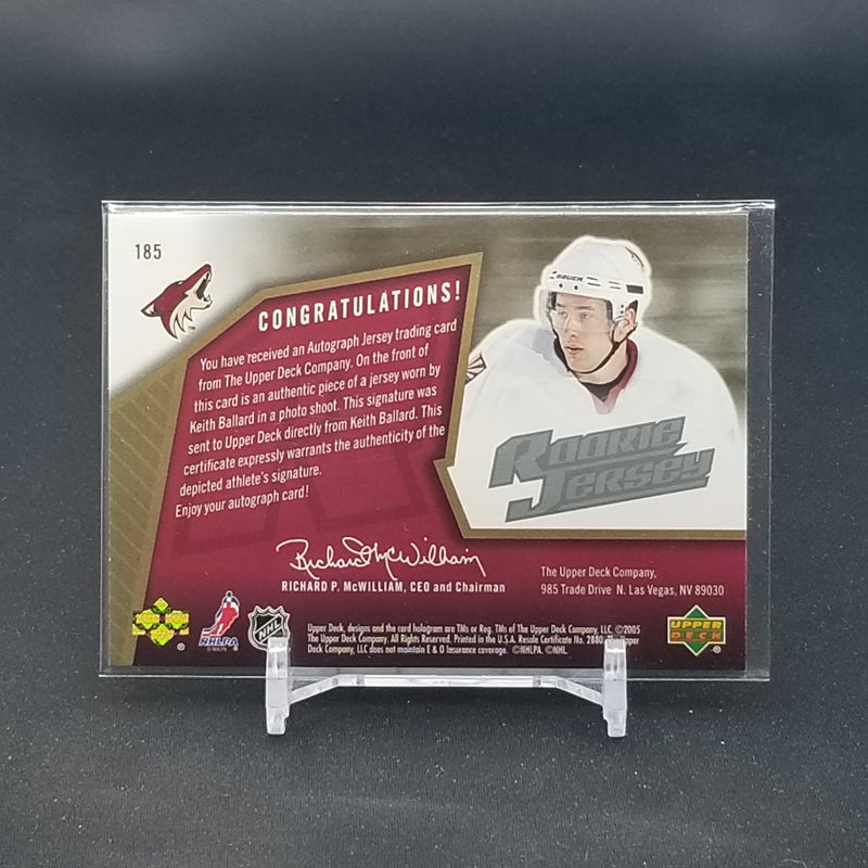 2005 UPPER DECK SPX - ROOKIE JERSEY - K. BALLARD - #185 - #'D/1499 - RELIC - AUTOGRAPH - RC