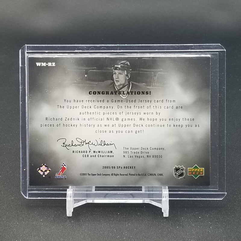 2005 UPPER DECK SPX - WINNING MATERIALS - R. ZEDNIK - #WM-RZ - #'D/350 - DUAL RELIC