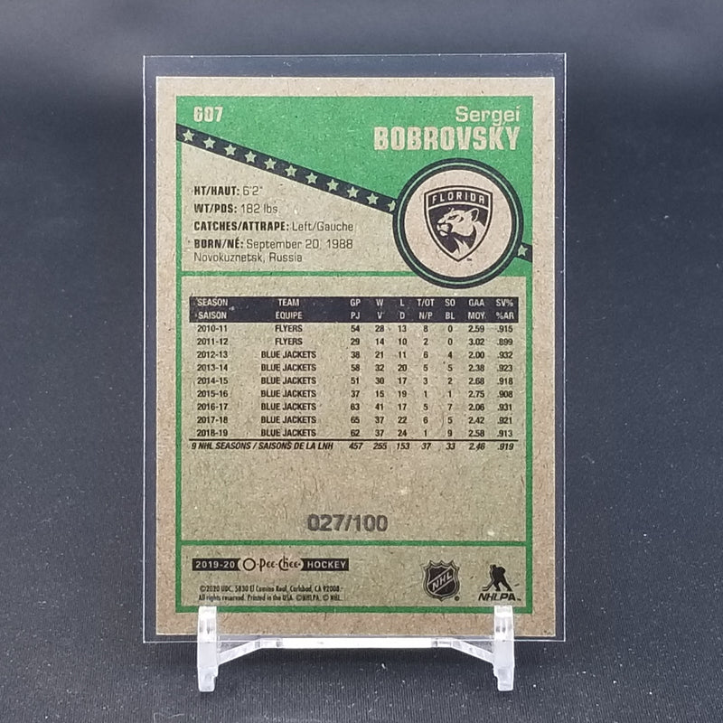 2019 UPPER DECK SERIES TWO - BLACK - O-PEE-CHEE RETRO - S. BOBROVSKY - #607 - #'D/100