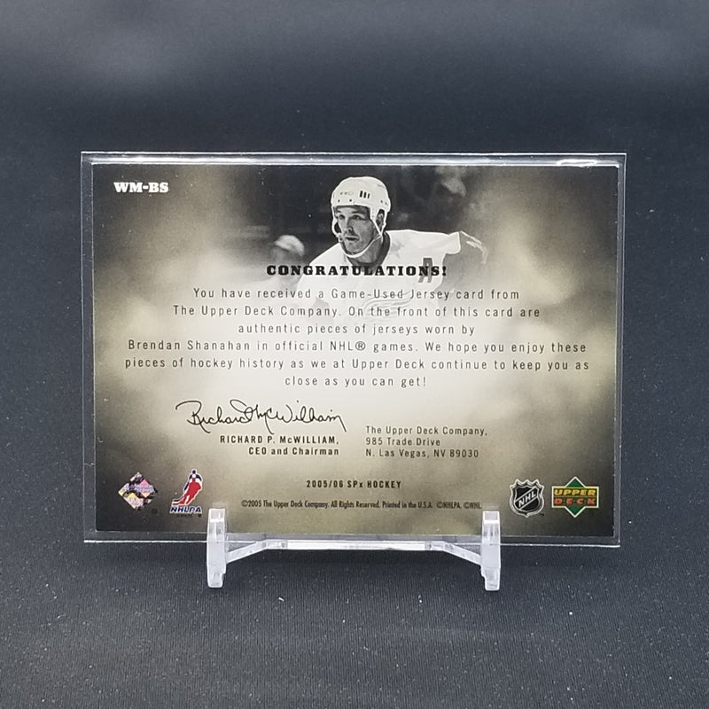2005 UPPER DECK SPX - WINNING MATERIALS - B. SHANAHAN - #WM-BS - #'D/99 - DUAL RELIC