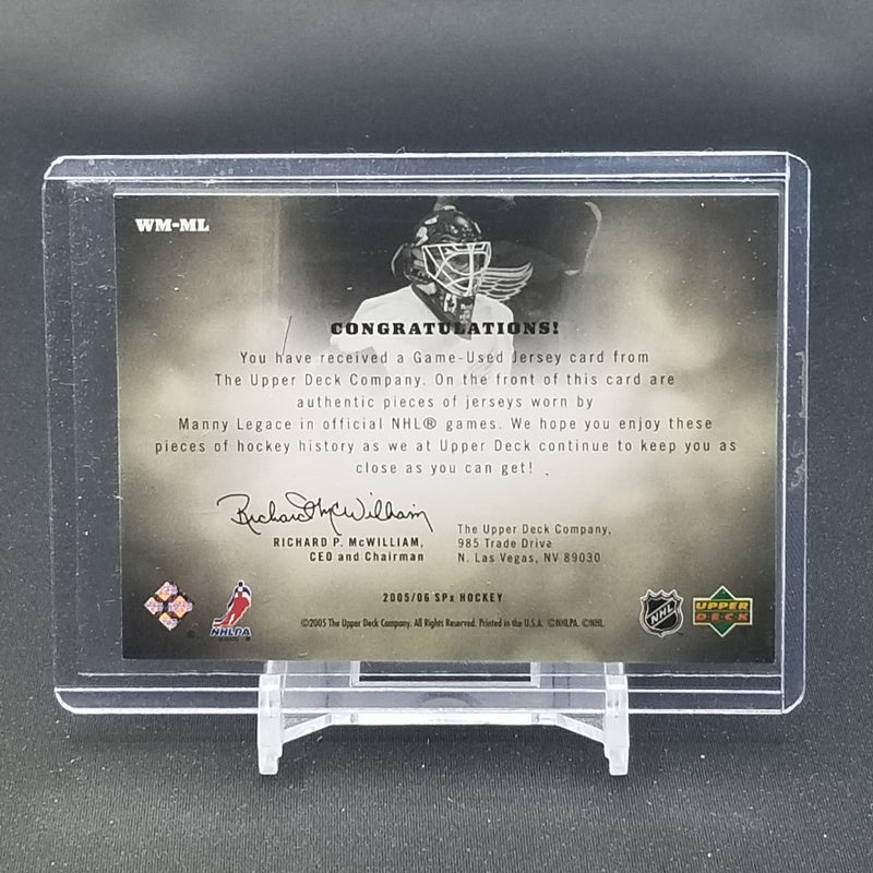 2005 UPPER DECK SPX - WINNING MATERIALS - M. LEGACE - #WM-ML - #'D/99 - DUAL RELIC