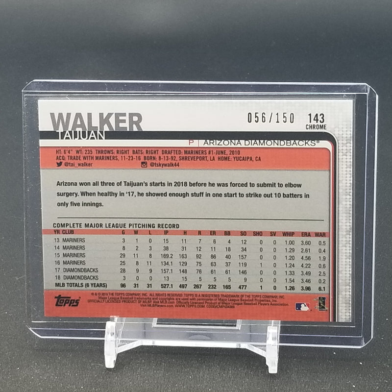 2019 TOPPS CHROME - BLUE REFRACTOR - T. WALKER - #143 - #'D/150