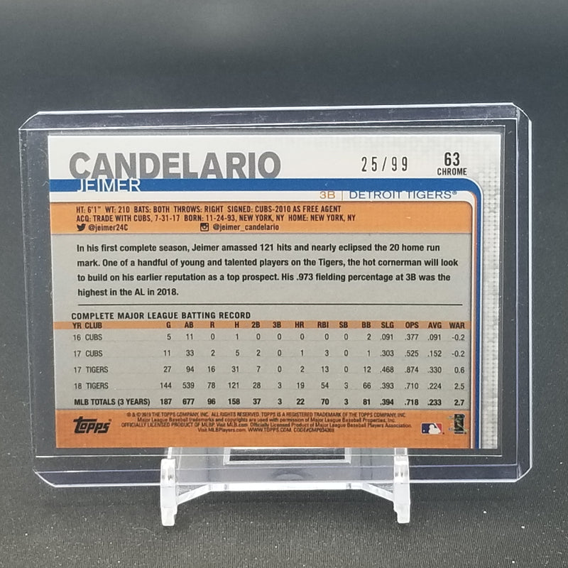 2019 TOPPS CHROME - GREEN WAVE REFRACTOR - J. CANDELARIO - #63 - #'D/99