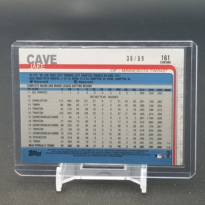 2019 TOPPS CHROME - GREEN WAVE REFRACTOR - J. CAVE - #161 - #'D/99 - RC