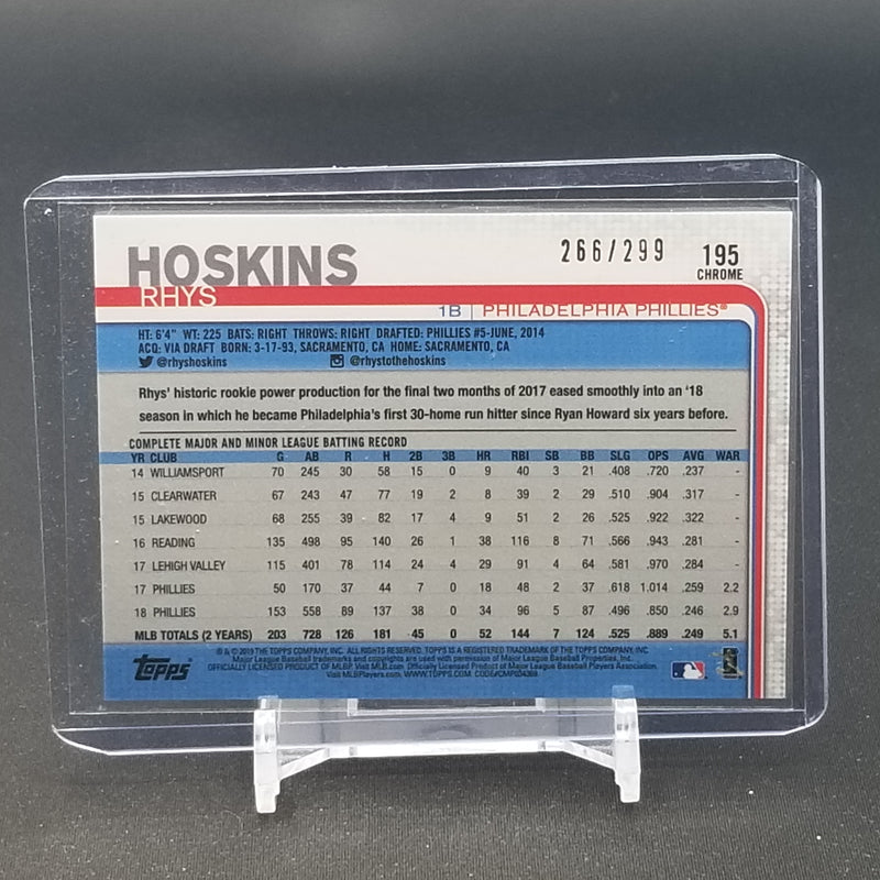 2019 TOPPS CHROME - PURPLE REFRACTOR - R. HOSKINS - #195 - #'D/299